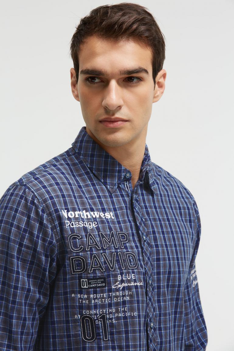 рубашка muscle fit blue navy