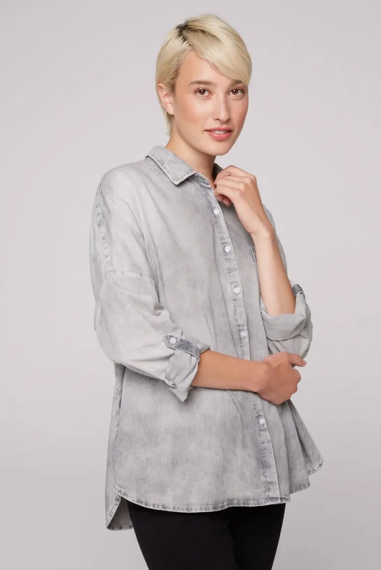 рубашка denim light grey bleached