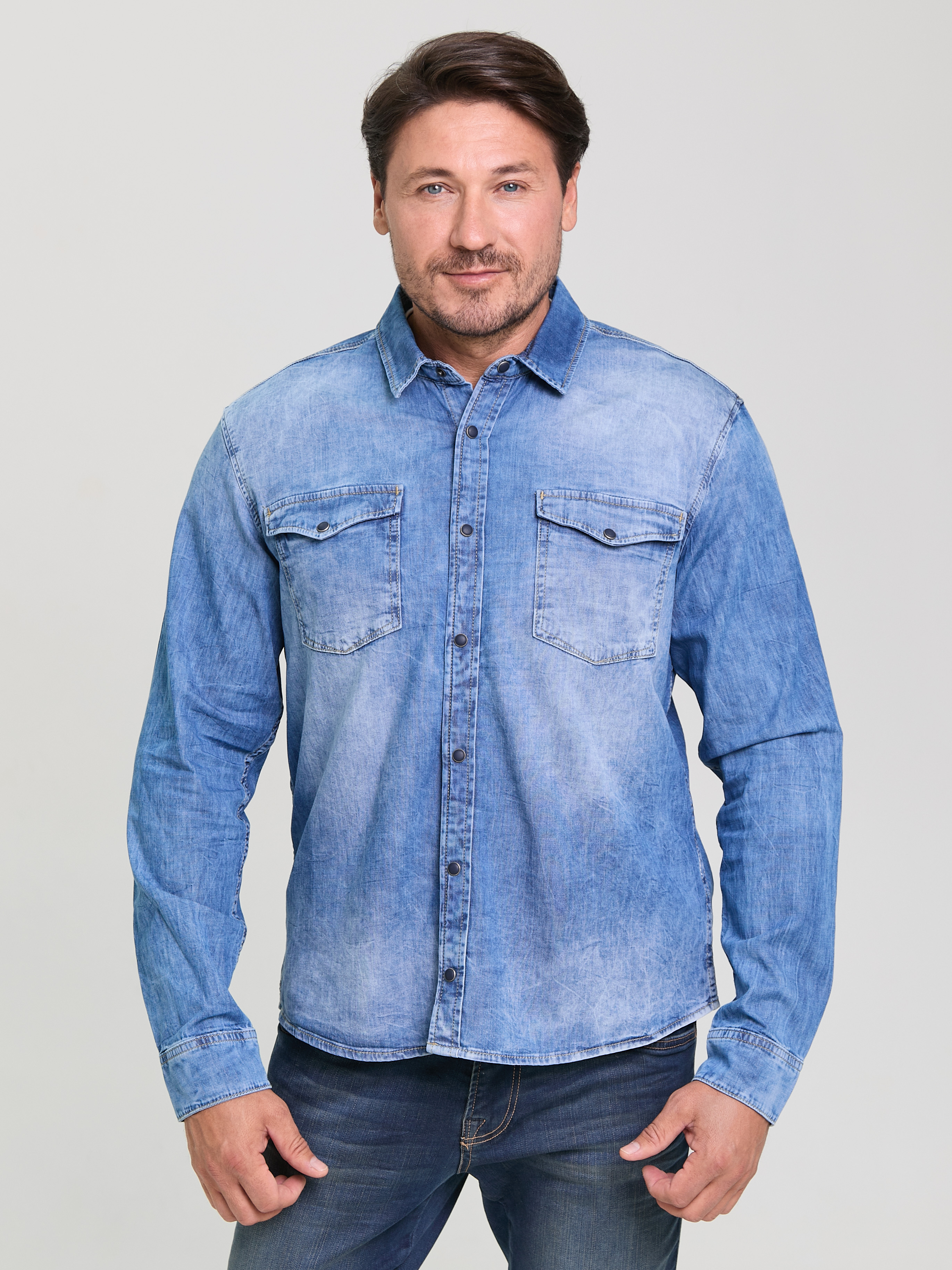 рубашка denim  medium blue used