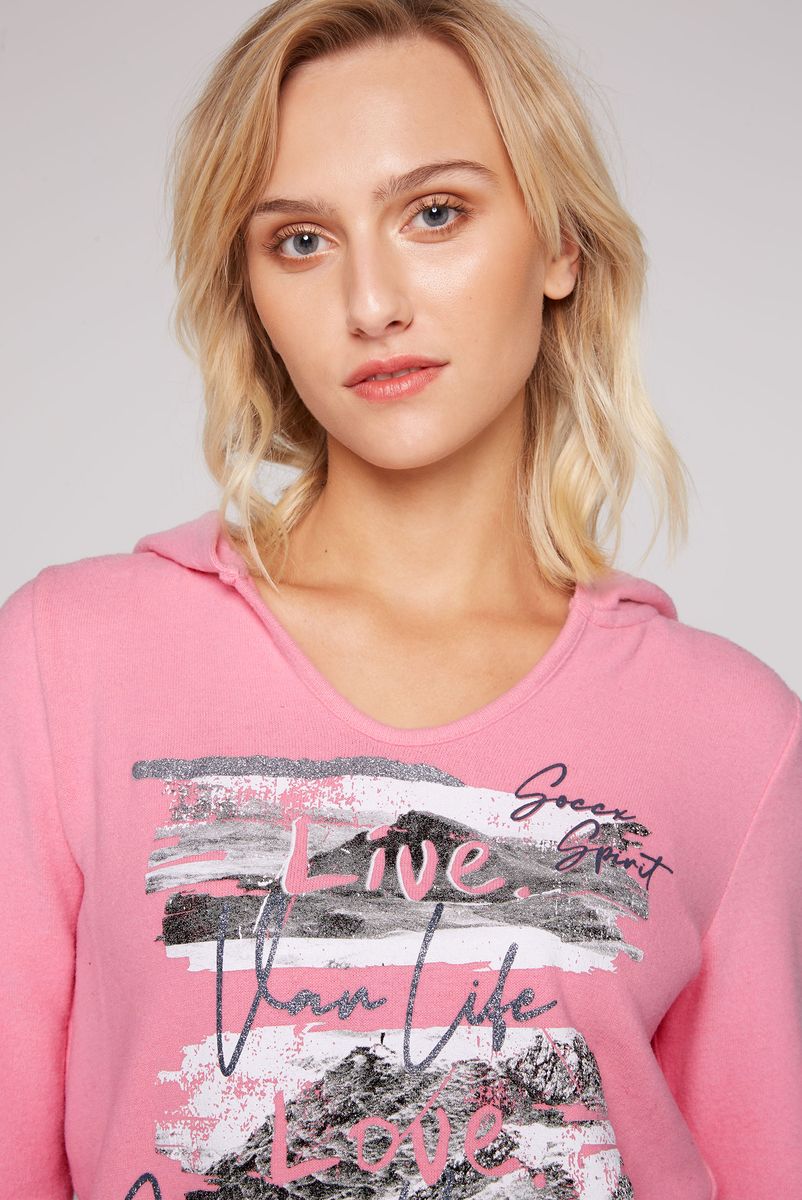 пуловер с капюшоном crystal pink melange