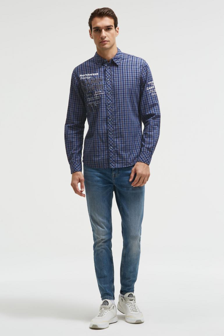 рубашка muscle fit blue navy