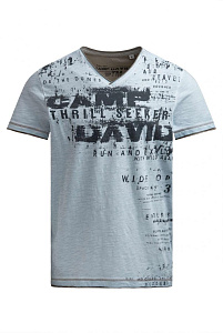 футболка v-neck silver blue